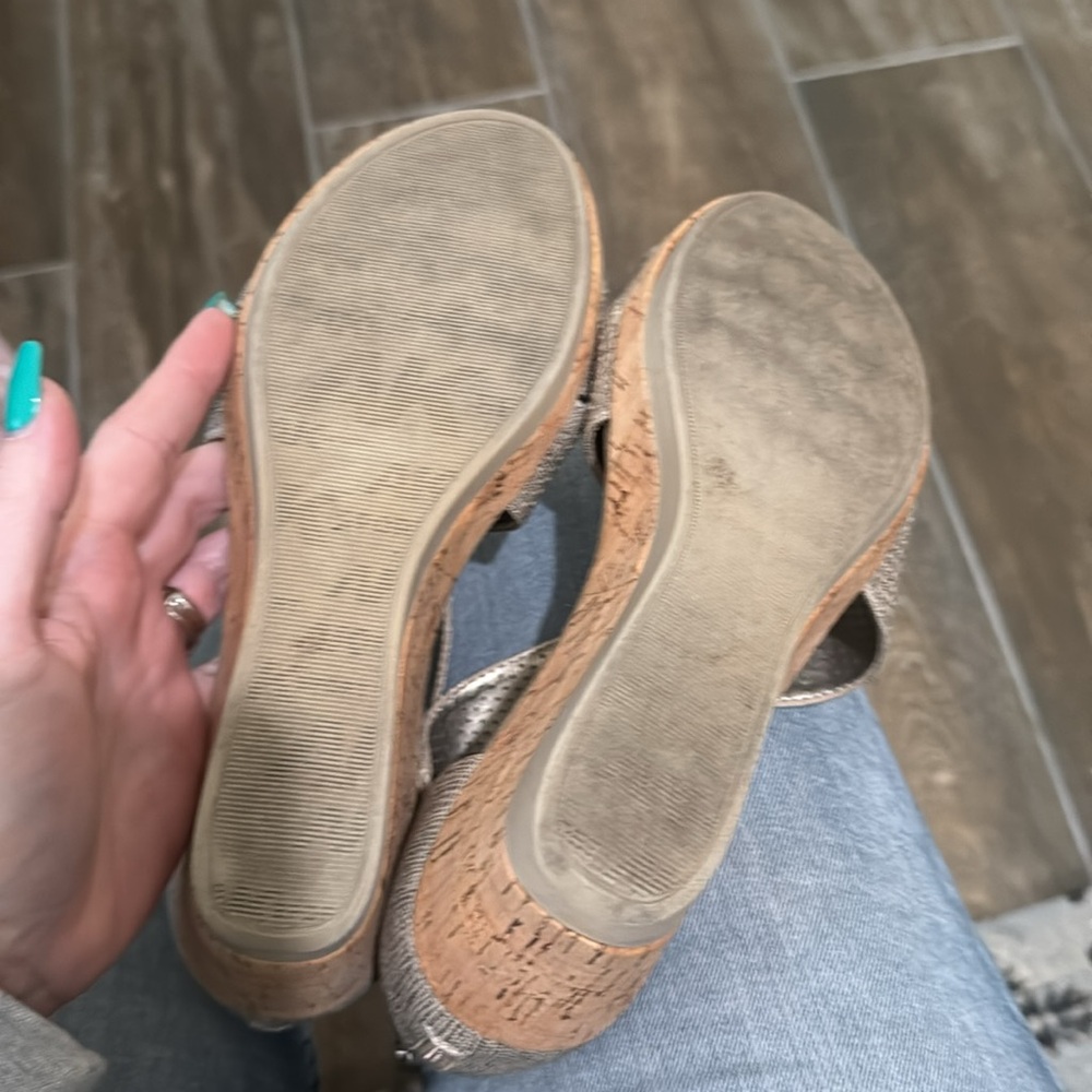 Anne Klein Silver Wedge Sandals - Picture 7 of 9